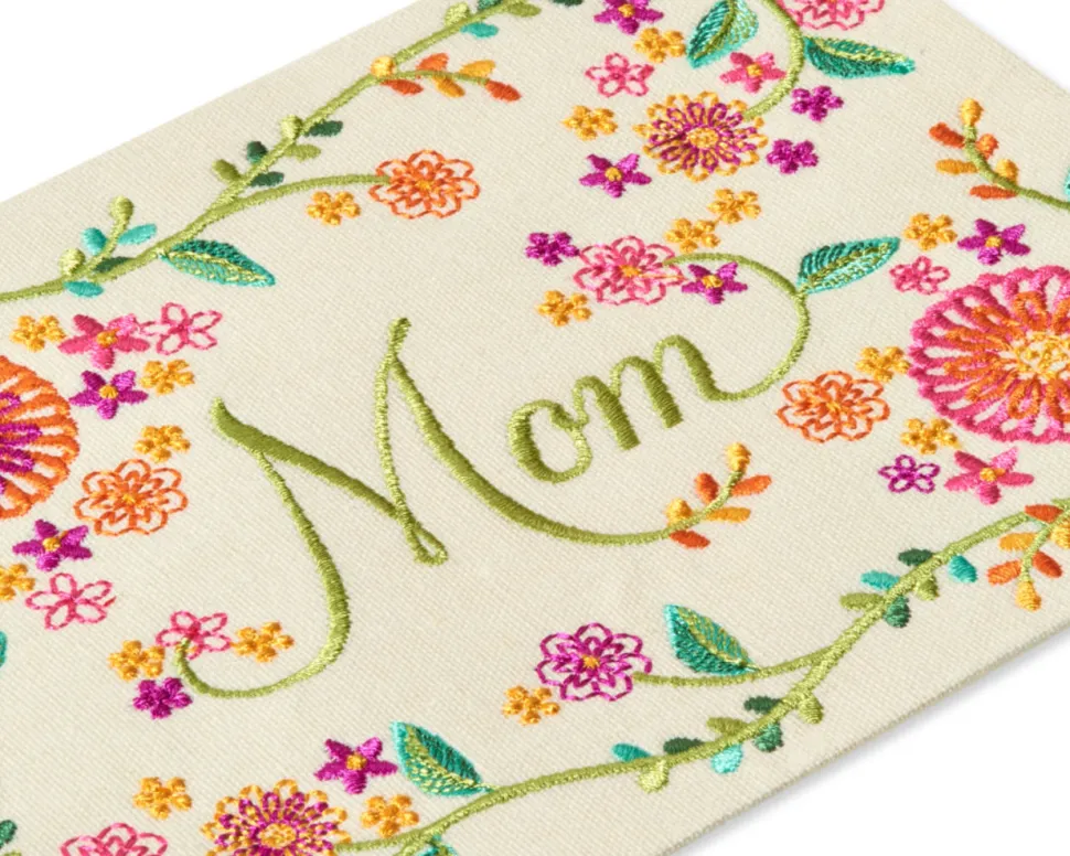 Embroidered with Flowers Birthday Greeting Card for Mom
