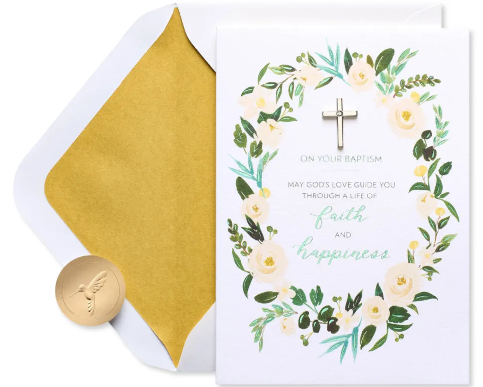 Faith and Happiness Baptism Greeting Card