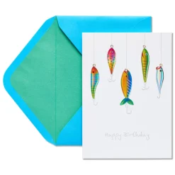 Fish on Hooks Birthday Greeting Card