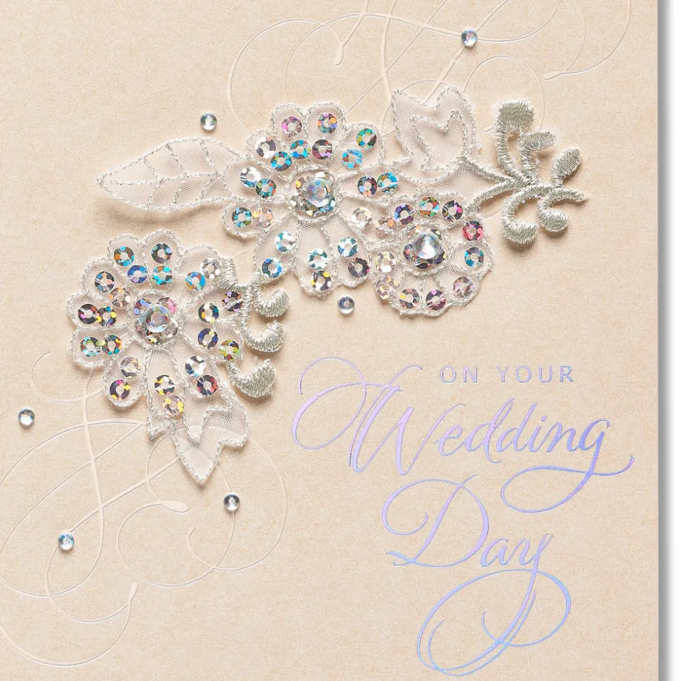 Floral Applique Wedding Greeting Card