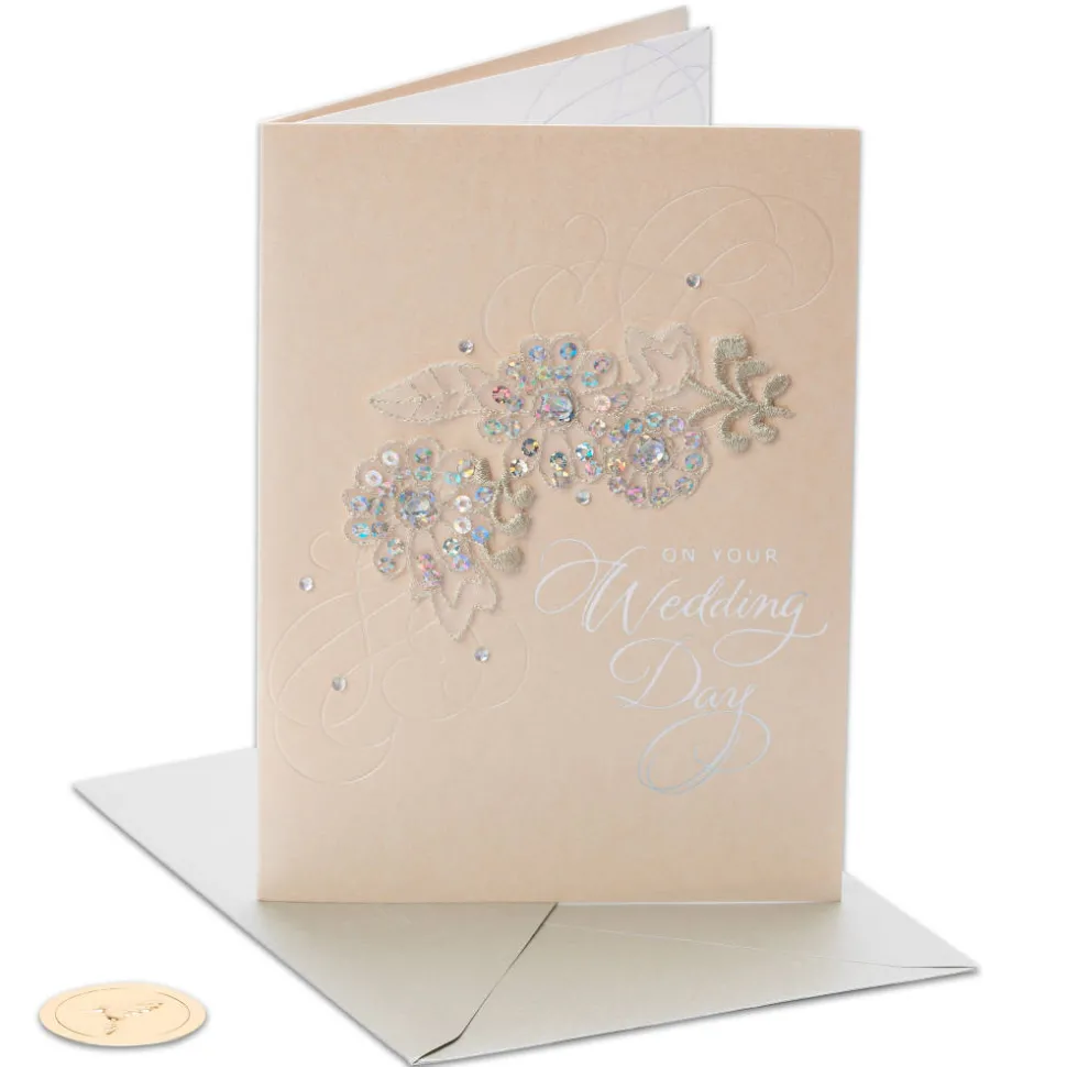 Floral Applique Wedding Greeting Card