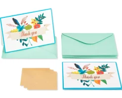 Floral Banner Thank You Boxed Blank Note Cards with Envelopes, 12-Count