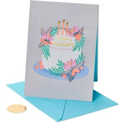 Floral Berries Cake Birthday Greeting Card