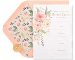 Floral Bridal Shower Blank Invitations with Envelopes, Floral, 20-Count