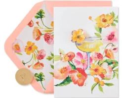 Floral Cocktail Birthday Greeting Card