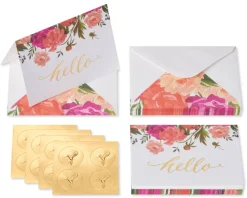 Floral Hello Blank Note Cards with Envelopes, 14-Count