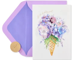 Floral Ice Cream Birthday Greeting Card