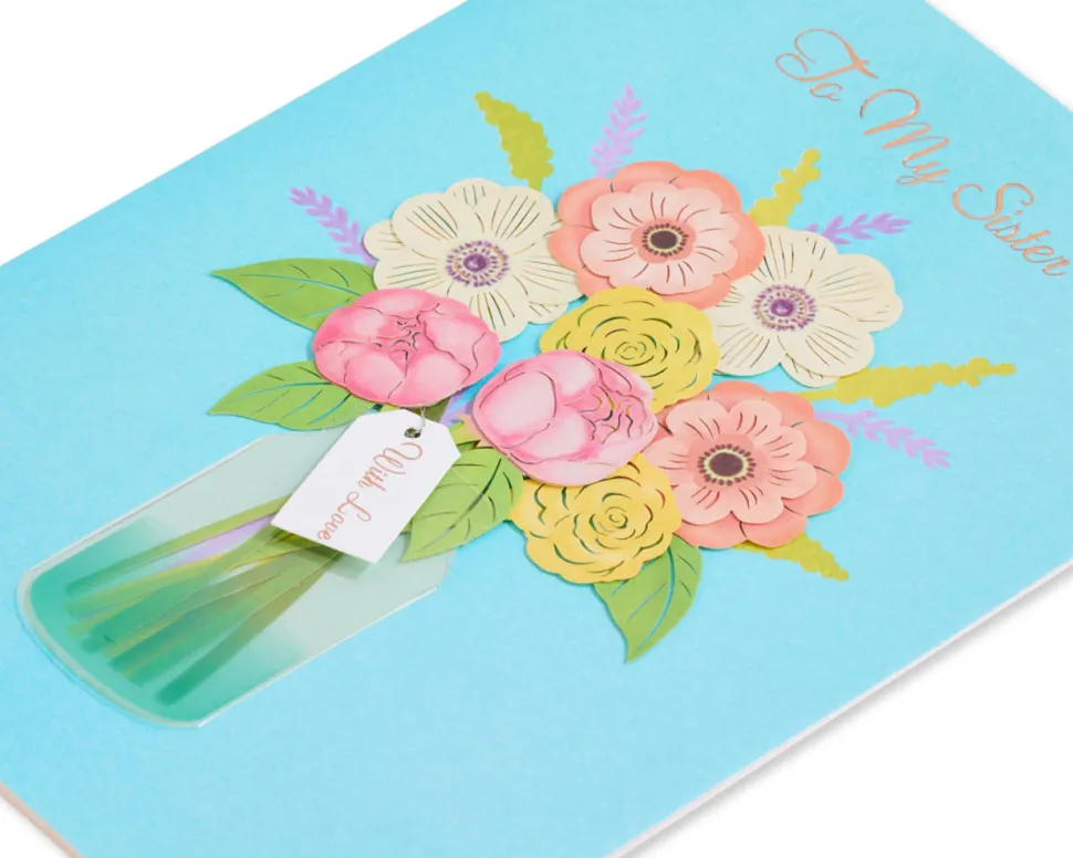 Floral In Vase Birthday Greeting Card