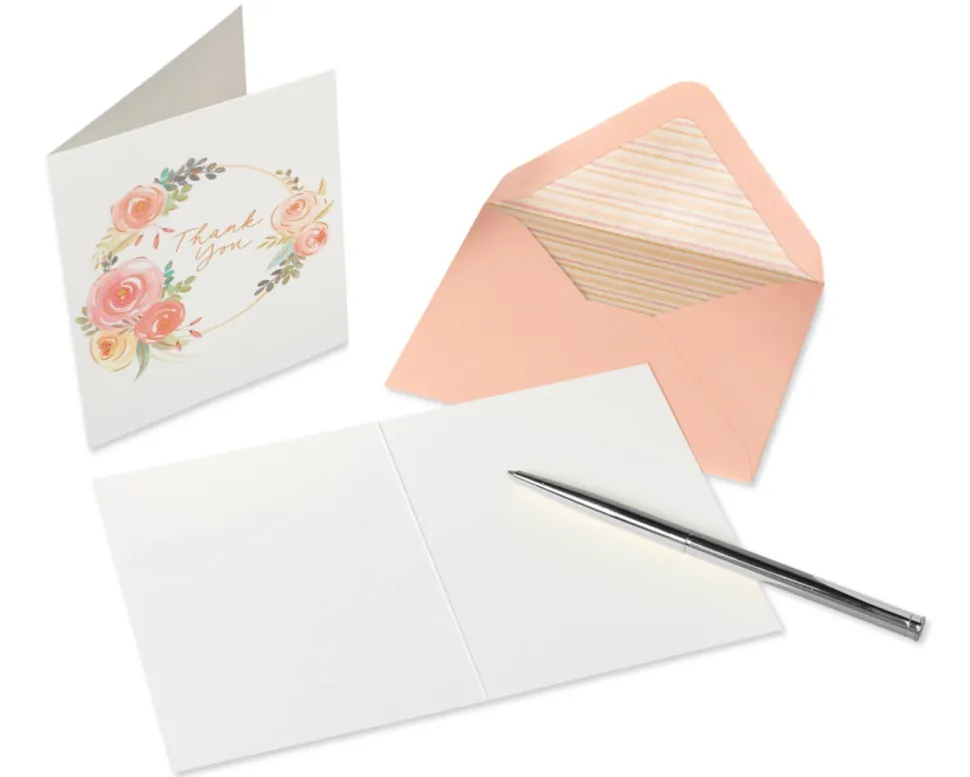 Floral Thank You Boxed Blank Note Cards with Envelopes, 20-Count