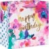 Floral Watercolor Large Birthday Gift Bag, 1 Bag