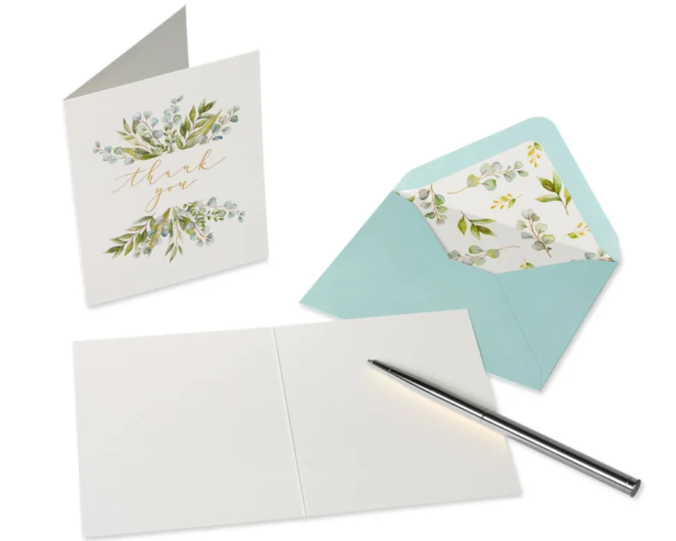 Floral Wedding Thank You Boxed Blank Note Cards with Envelopes, 20-Count