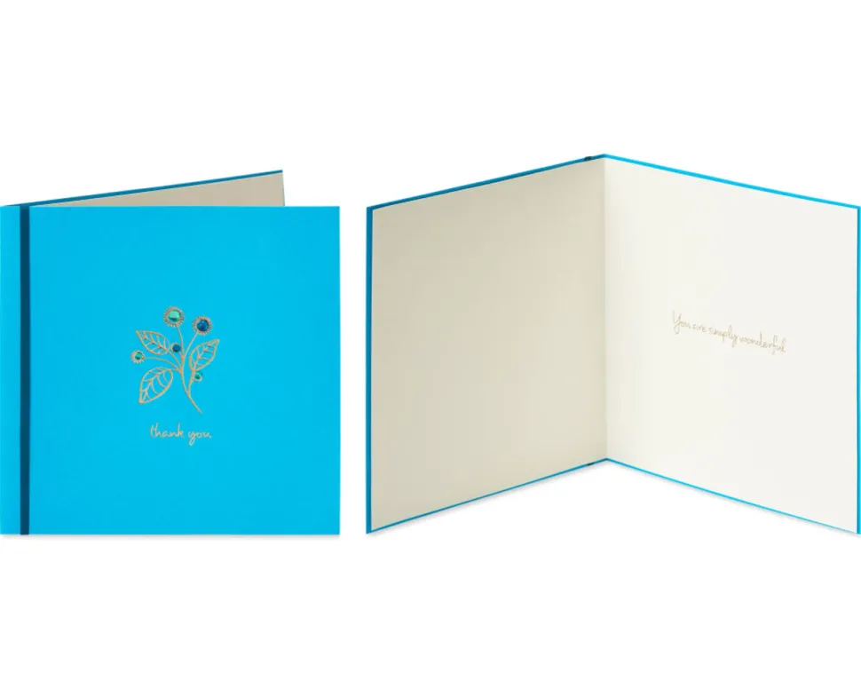 Flower and Butterfly Gems Thank You Greeting Card Bundle, 2-Count