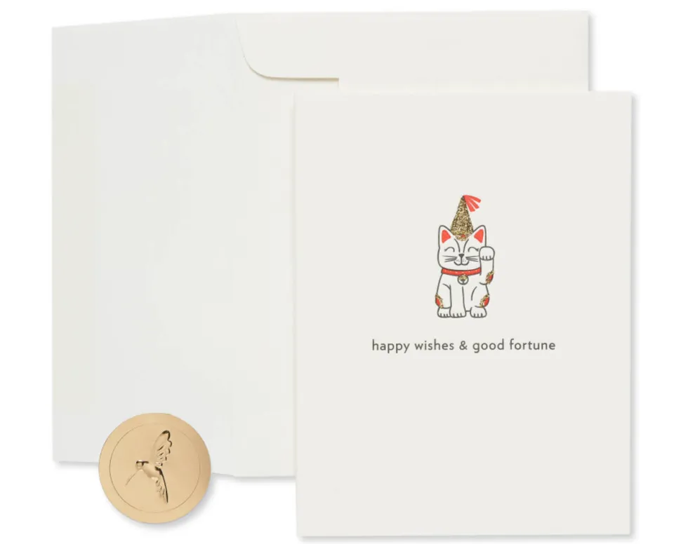 Fortune Cat Birthday Greeting Card