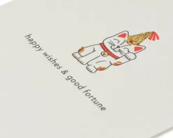 Fortune Cat Birthday Greeting Card