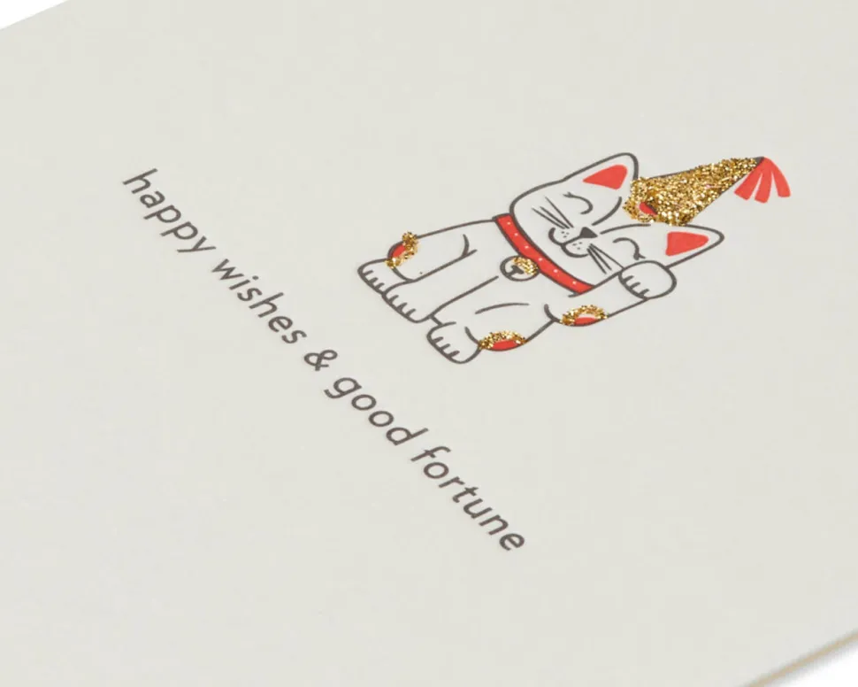 Fortune Cat Birthday Greeting Card