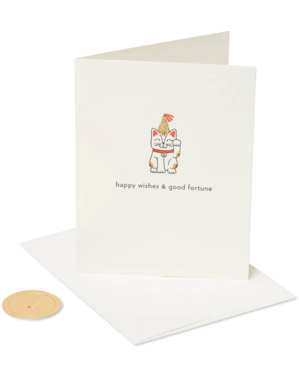 Fortune Cat Birthday Greeting Card