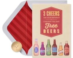 Free Beers Funny Birthday Greeting Card for Him