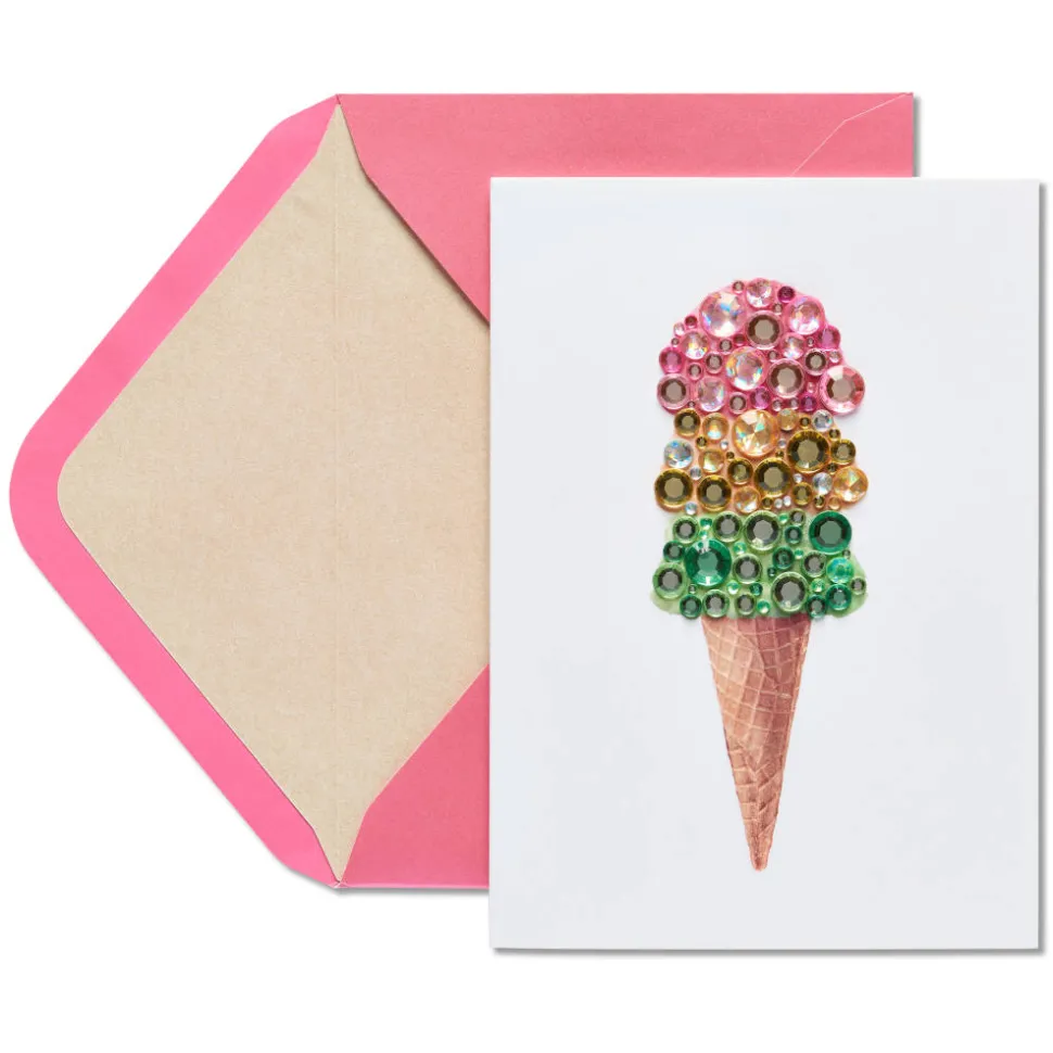 Gem Ice Cream Cone Birthday Greeting Card