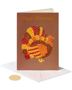Gemmed Turkey Happy Thanksgiving Greeting Card