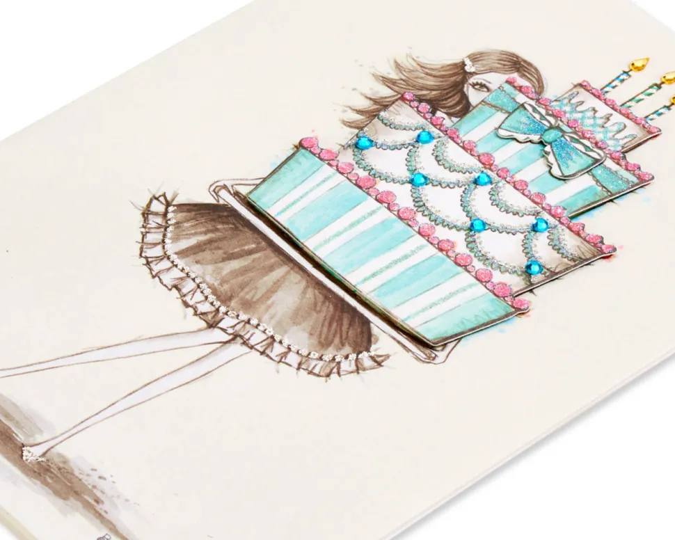 Girl Holding Cake Birthday Greeting Card- Designed by Bella Pilar