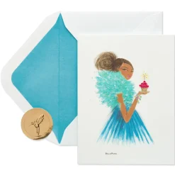 Girl Holding Cupcake Birthday Greeting Card- Designed by Bella Pilar