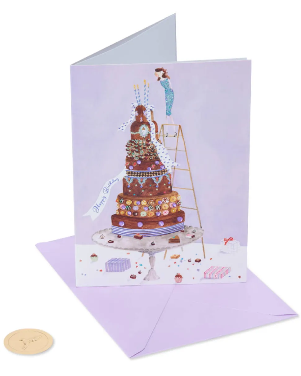 Girl on Cake Birthday Greeting Card