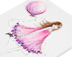 Girl with Balloon Birthday Greeting Card- Designed by Bella Pilar