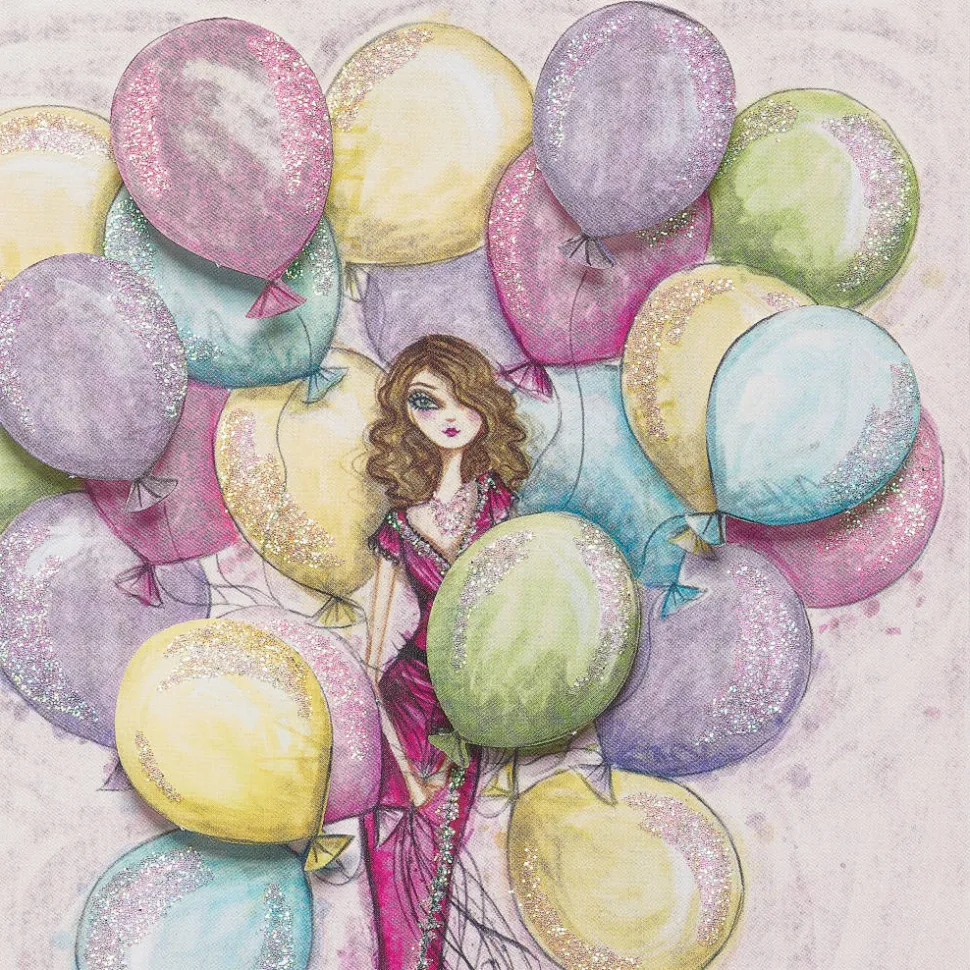Girl with Balloons Birthday Greeting Card- Designed by Bella Pilar