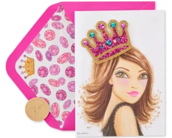 Girl With Crown Birthday Greeting Card – Designed by Bella Pilar
