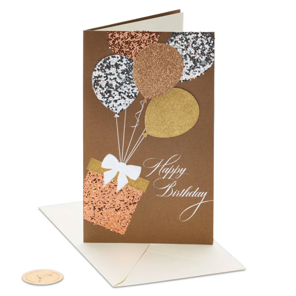 Glitter Balloons Birthday Greeting Card
