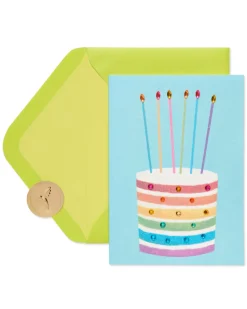 Glittered Rainbow Cake Birthday Greeting Card