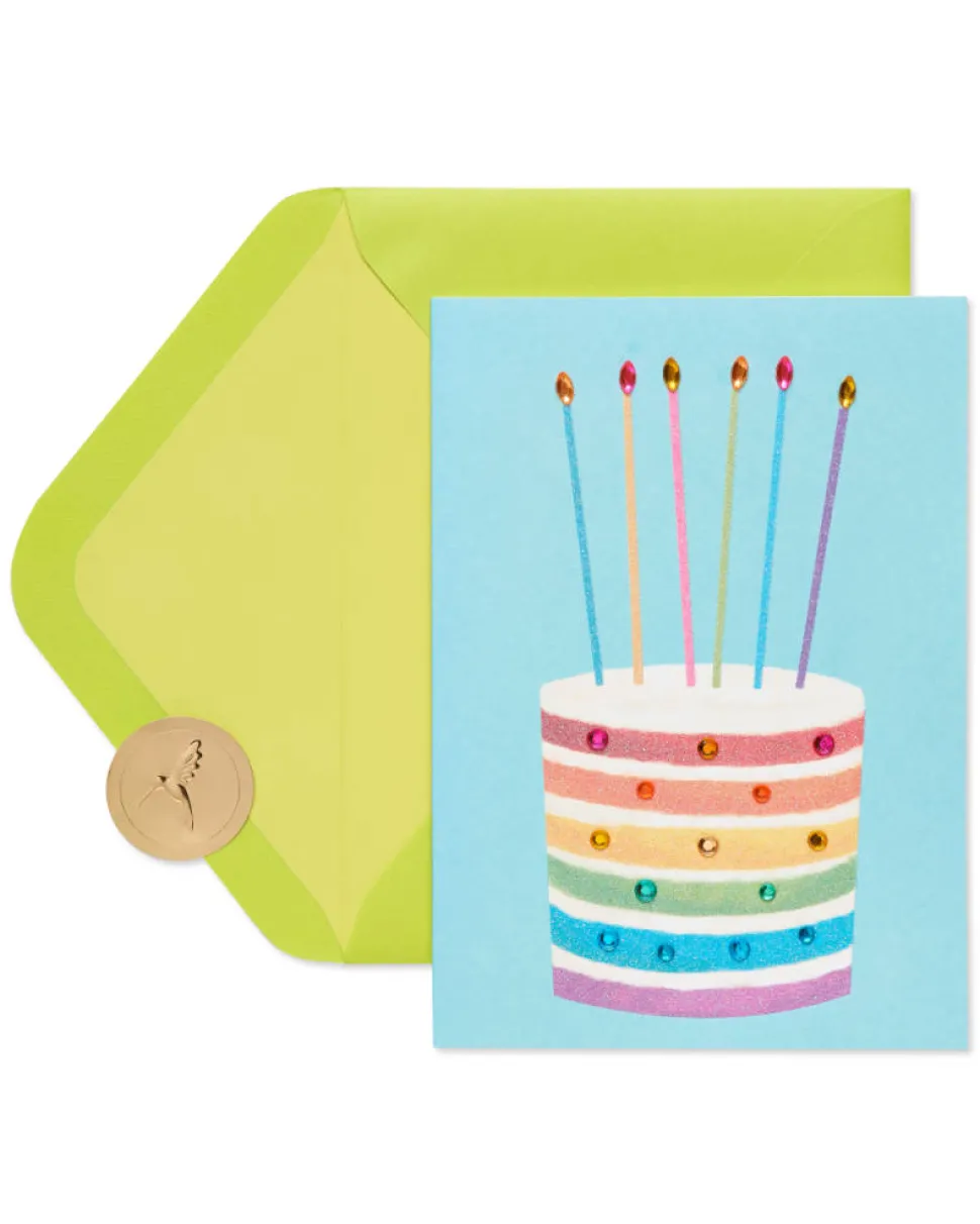 Glittered Rainbow Cake Birthday Greeting Card