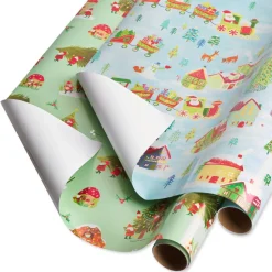 Gnomes, Santa Train Holiday Wrapping Paper Rolls, 2 Rolls
