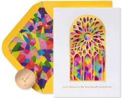 God Shines In You Religious Stained Glass Birthday Greeting Card – Illustrated by Sandra K Pena