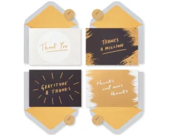 Gold, Black and Cream Blank Note Cards with Envelopes, 16-Count