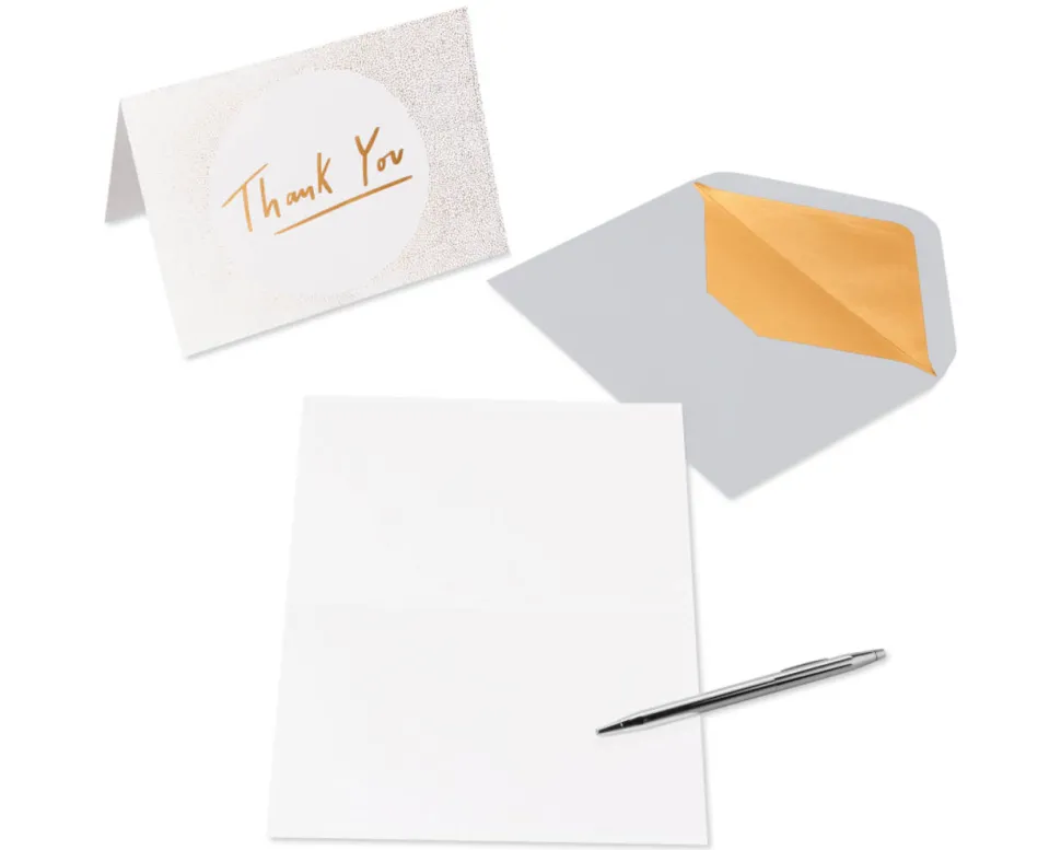 Gold, Black and Cream Blank Note Cards with Envelopes, 16-Count