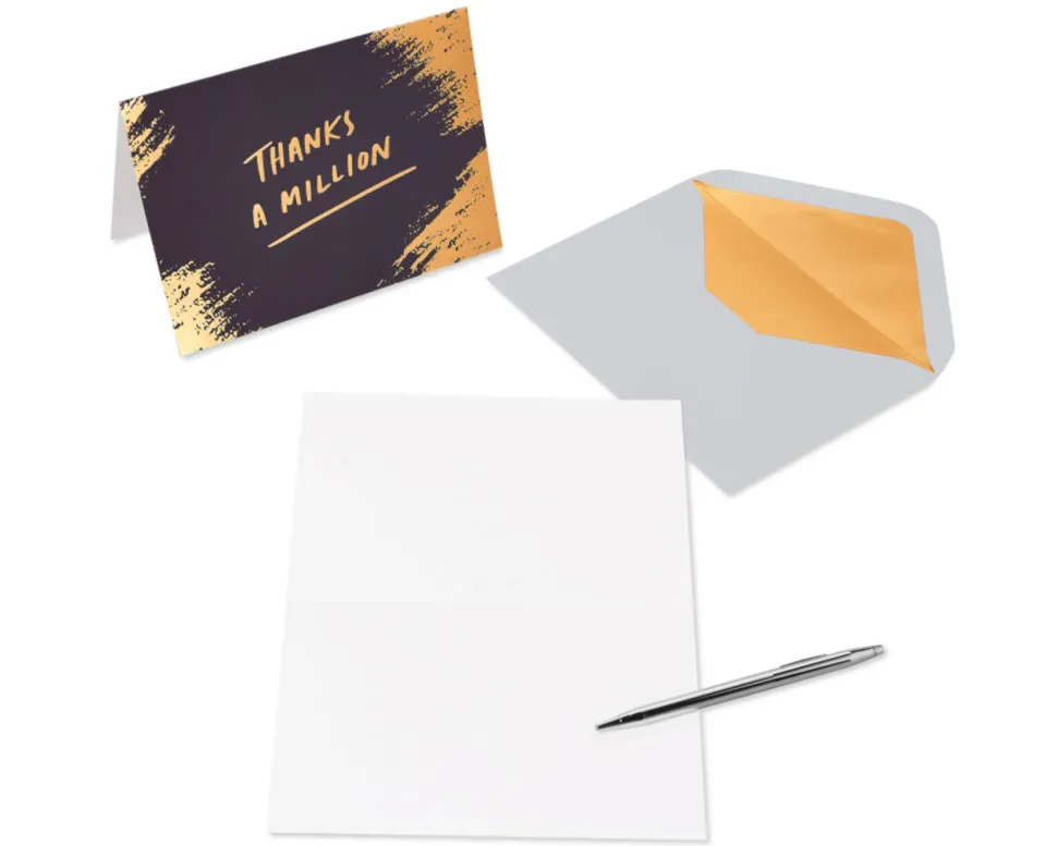 Gold, Black and Cream Blank Note Cards with Envelopes, 16-Count