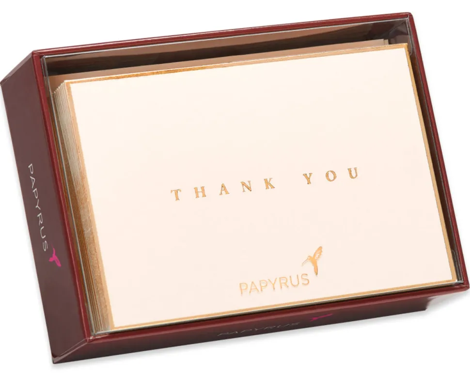 Gold Border Thank You Boxed Blank Note Cards and Envelopes, 16-Count
