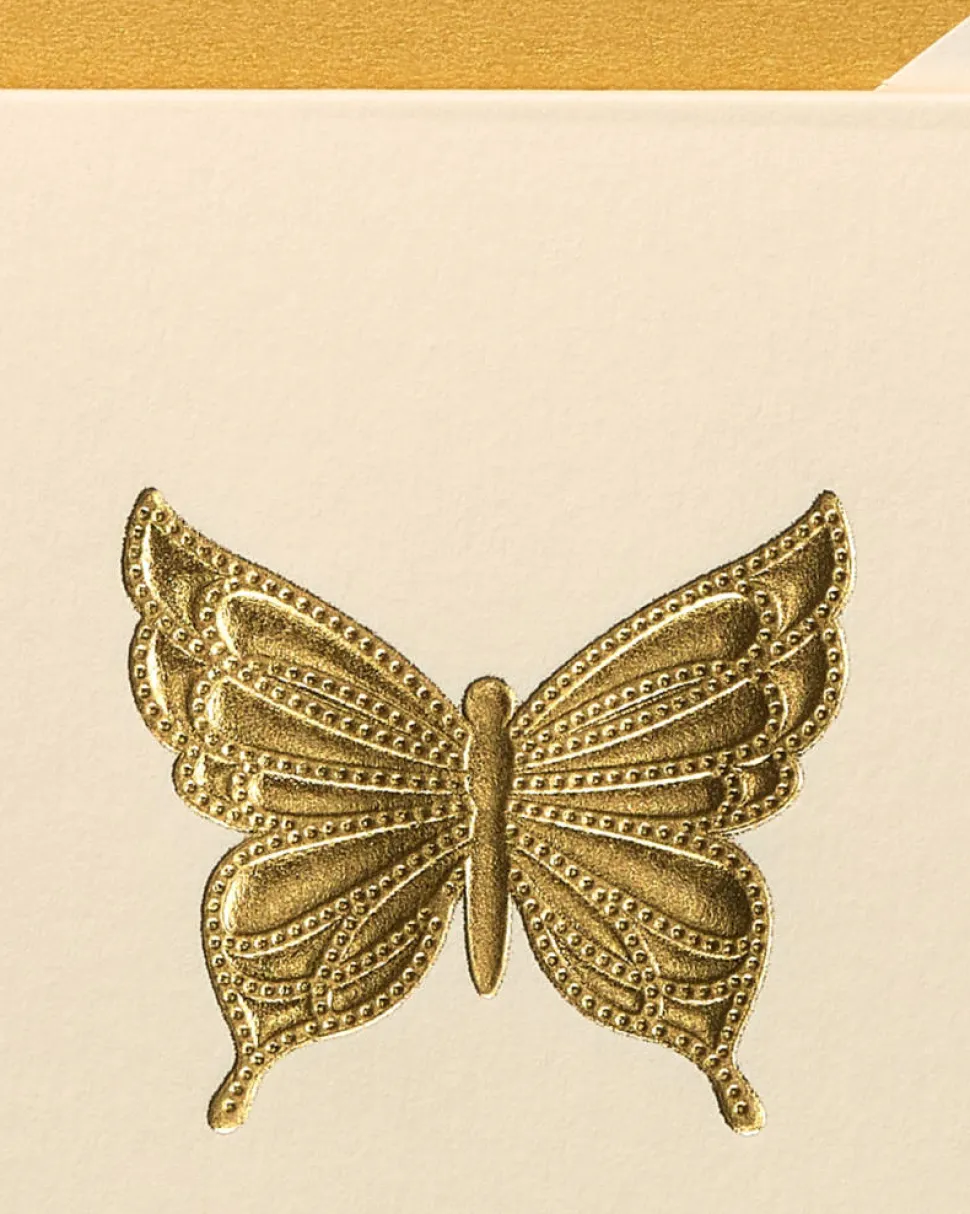 Gold Butterfly Boxed Blank Cards and Envelopes, 16-Count