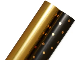 Gold Dot and Solid Gold Holiday Wrapping Paper Rolls, 2 Rolls