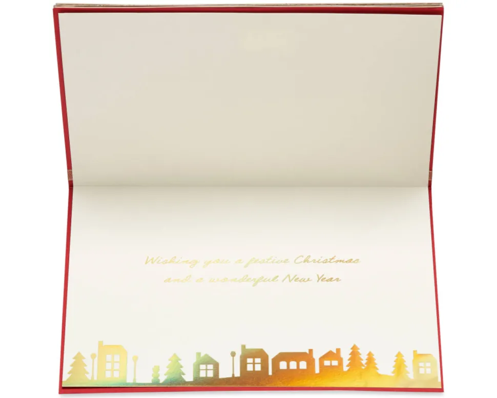 Gold Glitter Holiday Sleigh Boxed Cards, 8-Count