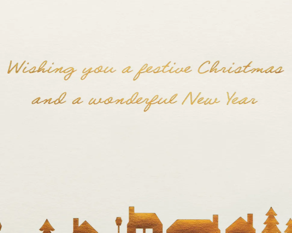 Gold Glitter Holiday Sleigh Boxed Cards, 8-Count