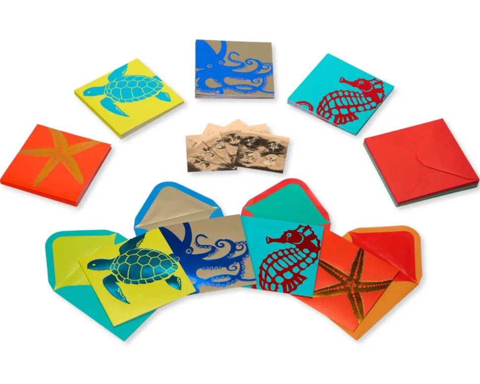 Graphic Sea Life Boxed Blank Cards and Envelopes, 20-Count