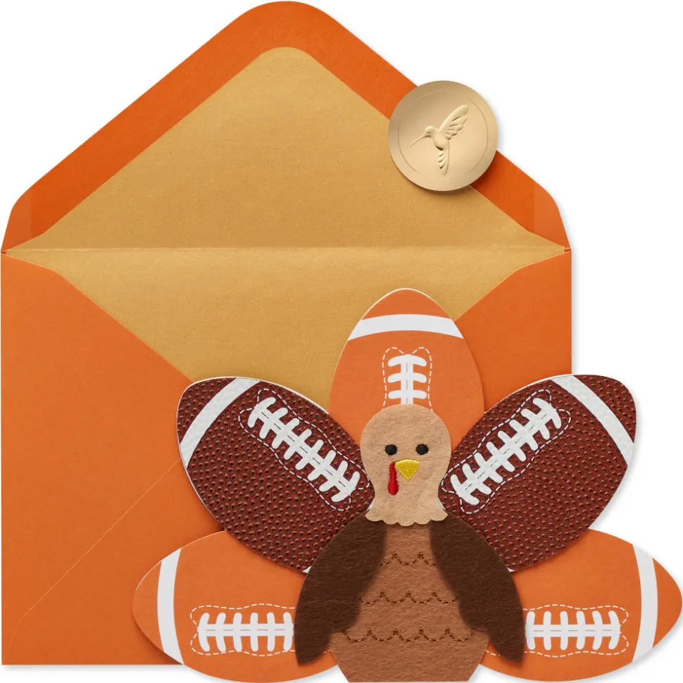 Grateful for Turkey and Touchdowns Thanksgiving Football Greeting Card