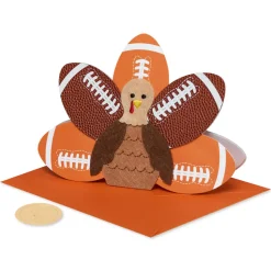 Grateful for Turkey and Touchdowns Thanksgiving Football Greeting Card