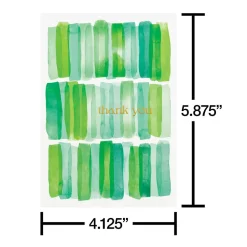 Green Stripes 14-Count Blank Thank You Greeting Cards with Envelopes