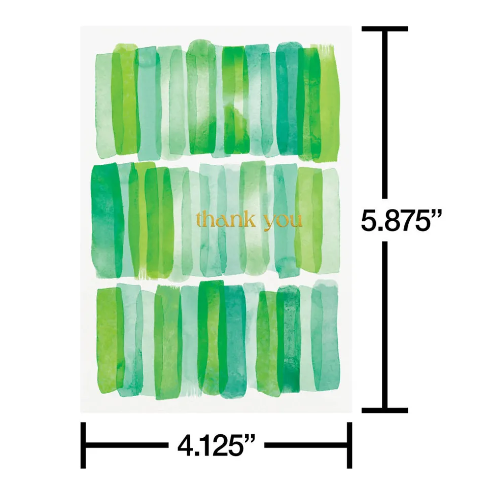 Green Stripes 14-Count Blank Thank You Greeting Cards with Envelopes