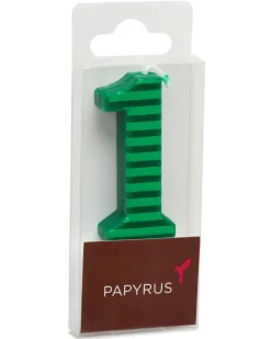 Green Stripes Number 1 Birthday Candle, 1-Count