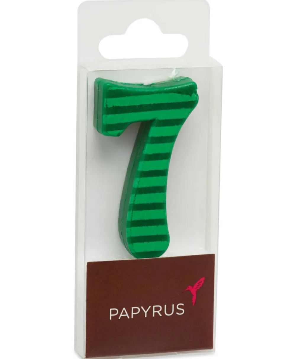 Green Stripes Number 7 Birthday Candle, 1-Count
