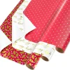Greenery Lettering and Polka Dots Christmas Wrapping Paper Rolls, 3 Rolls